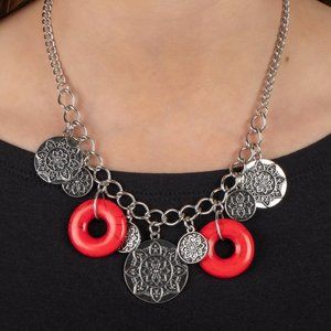 Red necklace with bonus earrings